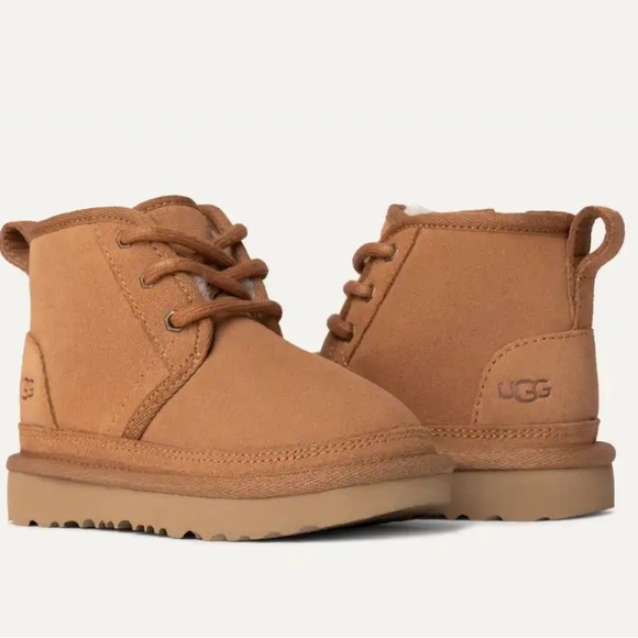 NEW UGG Brown Lace Up Kids Neumel Chestnut boots size 5 Youth Boys Girls UGGS - Picture 1 of 5